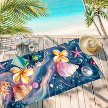 1pc Marble, Starfish, Shell & Flower Pattern Printed Beach Towel, Super Absorbent Quick Dry Towel For Swimming, Soft & Lightweight Beach Blanket, Ideal Beach Essential For Beach, Swimming, Outdoor, Camping, Travel - B - View 7