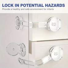 6pcs Transparent Cabinet Door Locks, Child Safety Locks Suitable For Refrigerator, Wardrobe, Drawers, No Tools Installation, Pinch-Proof Transparent Protection System, Home Baby Safety Drawer Locks - White - View 3
