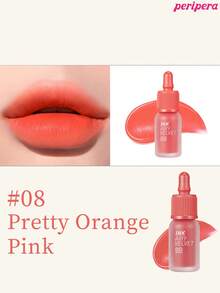 Peripera K-Beauty Ink Airy Velvet 唇釉，高显色度，持久不脱妆，轻盈无感，无麸质，无防腐剂，丝绒哑光唇膏，液体唇膏，柔滑，持久显色，韩妆，韩国彩妆 - #08 Pretty Orange Pink - 查看 5