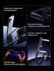 New Foldable Phone Stand With Charging Cable, 90° Angled Design For Charging And Watching Videos, Compatible With Android Phones And 15-17, Braided Cable Durable - Black - View 10