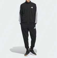 Adidas Bộ đồ thể thao nam mới, áo khoác cổ đứng, quần ống ôm, quần dài. - màu đen - Xem 2