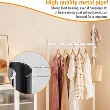 41.34'' Length Standing Coat Rack With Wheels, Rolling Closet Rack With Wheels, Standing Coat Racks, Hanging Clothes Racks For Bedroom, Living Room, Office - White - View 6