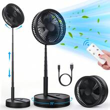 9 Inch Portable Foldable Oscillating Fan, 7200mAh Rechargeable Desk Fan With Remote, USB-C Quiet Standing Fan For Bedroom Home Travel Camping - Desk Fan - View 2