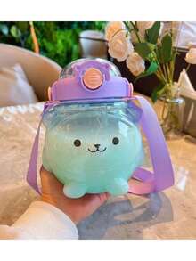 BENNY 1000ml Cute Bear Shaped Kids Water Bottle,Dual Lids (Straw & Sip), Detachable Strap &Handle, Leakproof | Eid Gift, Ramadan Special, Back To School, Christmas, Birthday Present For Boys Girls - Multicolor - View 8