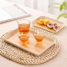 Thickened Wood Grain Tea Tray, Rectangular Tea Cup Holder For Living Room Coffee Table, Kitchen Snack Tray - White - View 11