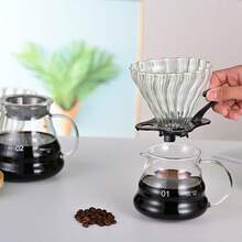 Un juego de cafetera de vidrio, que incluye una cafetera de goteo con embudo y filtro de goteo. Es una olla para compartir con un filtro de café. Un juego de cafetera de goteo manual para el hogar. Hecho de vidrio borosilicato con forma de nube. - Multicolor - Ver 8