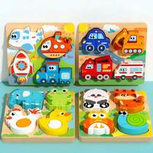 Gift Idea: Luxury Wooden Puzzle Set, Suitable For Boys And Girls 3+ Years Old, Learning Toy To Develop Fine Motor Skills And Early Learning - Car Building Blocks - View 12