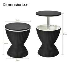 COSTWAY Outdoor Ice Cooler, 8 Gallon Cool Bar Table, Weather Resistant Ice Bucket W/Height Adjustable Tabletop, Imitated Rattan Style, 3-In-1 Cocktail Table For Party, Barbecue, Picnic, Black - Black - View 3