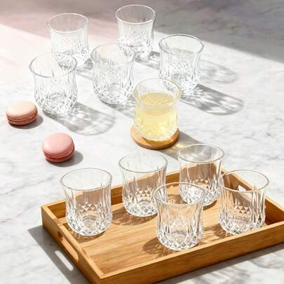 Bộ 6 ly rượu vang mini bằng nhựa kiểu cổ điển, không vỡ và chống rơi, ly whisky bằng nhựa trong suốt đáy dày, thích hợp cho tequila, cocktail và rượu mạnh, lý tưởng làm quà tặng cho tiệc tùng/quán bar/tân gia.