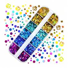 1盒海洋风泡泡亮片DIY工艺品制作配件闪亮圆形贝壳状薄片硅胶模具树脂填充夏季礼物钥匙扣手工材料 - 彩色 - 查看 7