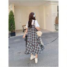 Women Long Dresses - Faux Two-piece Dress - View 9