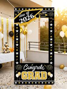 Class Of 2026 Grad Photo Booth Frame, Congrats Grad Photo Props,Red/Black/Blue Options, Large Fabric Photo Frame For Graduation Party Decorations & Photo Props, Easy Setup,Congrats Grad Photo Backdrop With Multiple Color Options, Large Fabric Photo Booth Props For High School & College Grad Party Decorations, - Graduation Theme - View 2