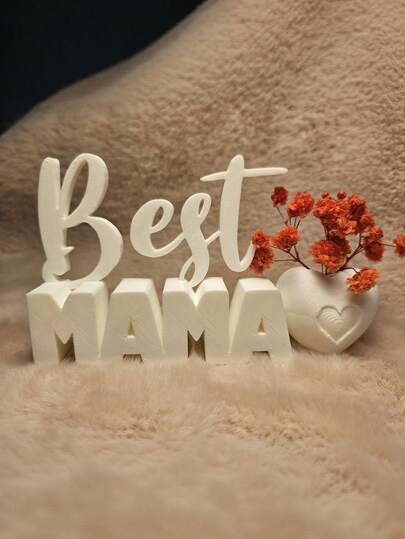 Bình hoa hình trái tim "Best Mom" với logo trang trí - Lý tưởng cho hoa khô và những bó hoa nhỏ, trang trí nhà cửa ấm áp và cá nhân hóa.