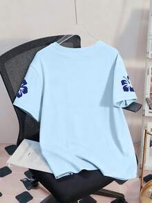 2件套女童碎花短袖喇叭裤舒适休闲夏季套装 - 彩色 - 查看 4
