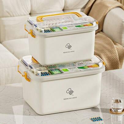 1pc Portable Multi-Layer Family Medical Storage Box - Home First Aid Kit