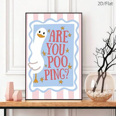 1 Tranh nghệ thuật in trên vải canvas hình chú vịt hoạt hình ngộ nghĩnh, đáng yêu - với lời giới thiệu "Bạn đang đi vệ sinh à?", tranh trang trí tường hiện đại, tranh trang trí phòng tắm hình vịt vui nhộn màu pastel, thích hợp cho phòng ngủ, phòng khách, văn phòng, phòng học, phòng tắm, nhà bếp, hành lang, ký túc xá, căn hộ và trang trí nhà cửa, là món quà lý tưởng cho bạn bè.