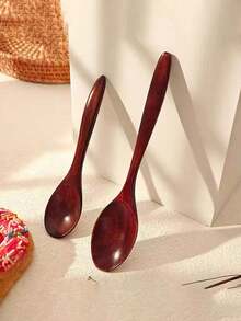 2pcs Wooden Rice/Soup Spoon, Long Handle Large Serving Spoon For Eating Rice, Soup, Porridge - View 4