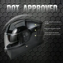 Casco Motocicleta Integral Con Visera Doble Certificado Dot - Acabado negro brillante - Ver 3