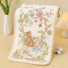 4/5件套，四层印花卡通动物图案纱布毛巾，柔软吸水面巾，秋季礼物 - 多色 - 查看 10