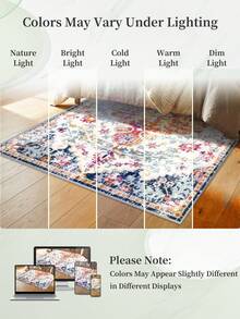1pc Beige Area Rug, Bohemian Style, Washable Non-Slip Faux Wool, 1160g/㎡, Suitable For Living Room, Bedroom, Kitchen, Office, Entryway - Beige - View 5