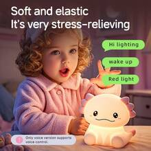 Soft & Cute Axolotl Night Light With RGB Mode, 3 Brightness Levels, Children's Room Nursing Light, Adorable Animal Lamp, Rechargeable Silicone Touch Control Bedside Lamp, Gift For Boys & Girls - Multicolor - View 5
