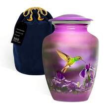 Memorials Urns For Human Ashes Adult Female And Male, Decorative Burial Urn, Funeral Cremation Urns For Women And Men - Large Hummingbird - Purple - View 2