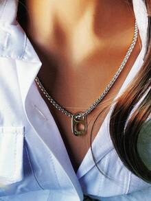 1pc Women's Necklace With Gold Chain Design, Available In Multiple Styles Including Pendant Options, Elegant And Refined For Everyday Wear - Multicolor - View 6