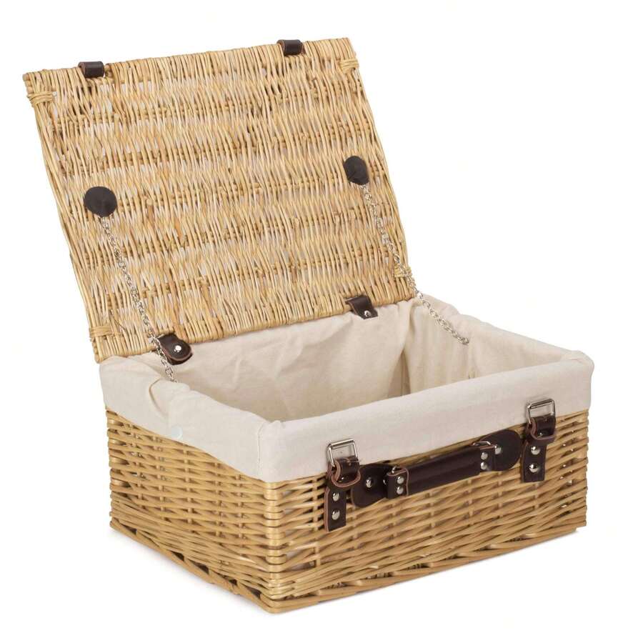 Red Hamper 45cm Buff Wicker Picnic Basket - White - View 1