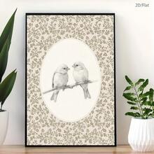 1 pièce Affiche d'art sur canevas avec motif floral rétro et oiseau moineau, style campagnard. Peinture murale décorative moderne, décoration minimaliste de chalet et de ferme, convient pour la décoration murale et la décoration d'intérieur dans les chambres, les salons, les bureaux, les études, les salles de bains, les cuisines, les couloirs, les dortoirs, les appartements, etc. C'est un cadeau idéal pour les amis. - Multicolore - Voir 4