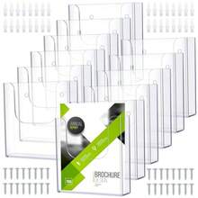 Ripeng - Paquete de 12 soportes para folletos de pared de 6 x 9 pulgadas acrílico transparente para folletos de revistas organizador de pared de plástico para papel de literatura correo de - Transparente - Ver 1
