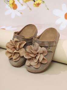 Dép lê đế bằng thời trang cho bé gái/trẻ em, phù hợp cho mọi mùa. - Màu Khaki - Xem 6