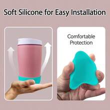 2 Packs Silicone Boot Compatible With SmoothSip Slider 12oz/20oz, Protective Sleeve Coffee Tumbler Travel Mug Cup, Anti-Slip Boot Accessories, - Turquoise - 查看 6