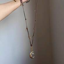 Bohemian Fashion Pearlescent Two-Tone Effect Coffee Long Necklace - Brown - View 6