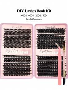 Asiteo 520Pcs D Curl Individual Lashes,60D/100D/120D/150D Mixed,Fluffy&Thick Fake Lashes, 3D Faux Mink Lashes,DIY Large Capacity Individual Eyelashes Book With Brushes And Tweezers Makeup Tool,&Daily&Dating&Party&Music Festival,Reusable,DIY Lashes Kit - D - View 8