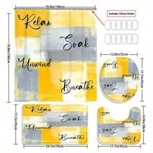 1/4pcs Bathroom Set - Complete Set With Graffiti Print Pattern, Elegant Modern Design For Home Decor, Bath Curtain, Full 4pcss Toilet Seat Cover, Easy To Install, Includes 12 Durable Hooks - The Perfect Gift For Friends And Family - B - View 6