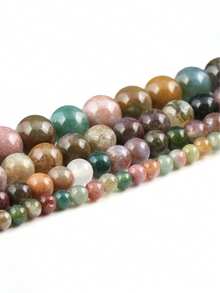 1串天然玛瑙宝石圆形散珠，适用于珠宝制作、DIY手链饰品，尺寸：4、6、8、10毫米 - 彩色 - 查看 3