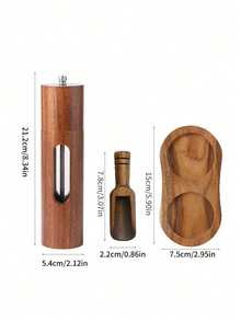 2pcs Acacia Wood Pepper Grinder Set, Acrylic & Solid Wood Transparent Pepper & Salt Grinder Bottles, Party Supplies, Home Dinner - Brown - View 9