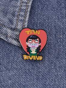 1个Q版卡通女孩“Tan Divino”珐琅徽章，自我关爱徽章，金属胸针，时尚翻领徽章，背包衣服首饰包别针，毕业礼物佳品 - 彩色 - 查看 3
