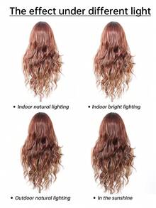 26 Inch Long Straight U-Part Seamless Bangs Synthetic Wig, Brown Mixed With White Natural Middle Part Wig, Shiny Golden Hair - Brown Highlight - View 10
