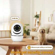 5MP WiFi Camera, Pet Monitor, Desktop Pet Monitoring Camera, Pet Camera, Remote Real-Time Pet Monitoring, Supports Cloud Storage And SD Card Storage, Two-Way Audio, Color Night Vision And PTZ Rotation Function (Power Adapter Not Included) - White - View 3