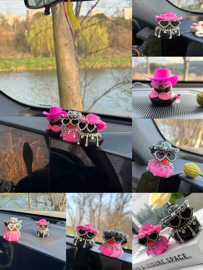 Đồ trang trí treo xe hình con vịt đính đá lấp lánh thời trang