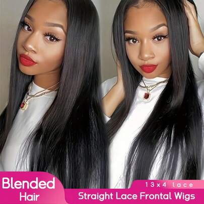 PQL Put And Go 5*5 无胶蕾丝闭合假发和 13X4 高清蕾丝前直发假发，女士预拔毛 Remy 蕾丝前假发，无胶真人混纺假发，巴西高清透明蕾丝前假发，200% 密度长款真人混纺蕾丝假发，自然黑色