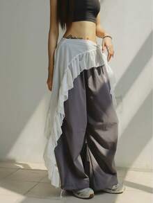 爵士舞高腰荷叶边透明雪纺披肩韩流街头风豹纹腰带，时尚派对夜店女装 - 黑色腰帶 - 查看 9