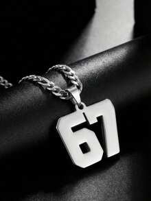 1pc European & American Punk Hip Hop Baseball Football Arabic Number 67 Pendant Necklace, Exaggerated Sweater Chain Gold Necklace, Suitable For Boys, Girls, Children, Football Fans, Fashion Sports Street Outdoor Party Back To School Daily Wear Accessory - 彩色 - 查看 8