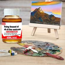ELHUA Linseed Oil Drying Agent, Handmade Quick-Drying Medium To Accelerate Oil Paint Drying And Improve Luster. Quick-Drying Linseed Oil Paint Medium Improves Fluidity. Premium Refined Oil Painting Professional Medium, Dilutes Oil Colors, Enhances Fluidity, Transparency And Luster - 60ml/250ml/500ml - Quick-drying Flaxseed Oil - View 3