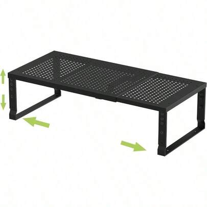 Expandable Adjustable Stackable Kitchen Organizer, Spice Rack,Metal Pantry Storage Shelves Racks,Counter Shelf For Cabinets, Countertop, Cupboard(1 Pack/Medium/Black)