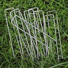 镀锌U型地钉，带垫片和拆卸工具钩，用于固定草坪、草皮、布料、薄膜、温室防虫网、遮阳网 - 花園U型地釘 - 查看 6