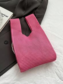 1 pieza Bolso de mano de ganchillo con perlas de moda, adecuado para fiestas, banquetes, viajes diarios, puede contener teléfono, espejo, llaves, lápiz labial, billetera, ideal para Navidad, Día de la Madre, regalo de cumpleaños - Multicolor - Ver 10