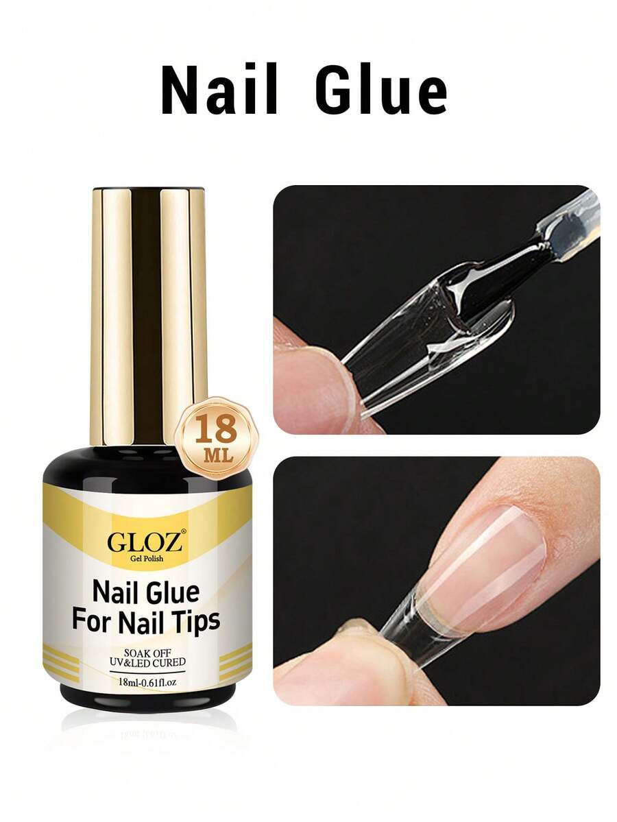 GLOZ 18ml Nail Glue Gel For Nail Tips Long Lasting Extension Glue For Clear Nail Tips And Clear Press On Nails, Nail Repair Treatment, Salon Art DIY At Home Need U V Light Cured - 1PC - View 1