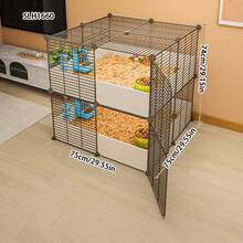 可扩展互锁式宠物游戏围栏，适用于兔子、豚鼠、小猫、小狗和其他小型动物 - 彩色 - 查看 4